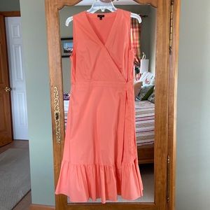 Talbots Coral Wrap-Style Midi Dress